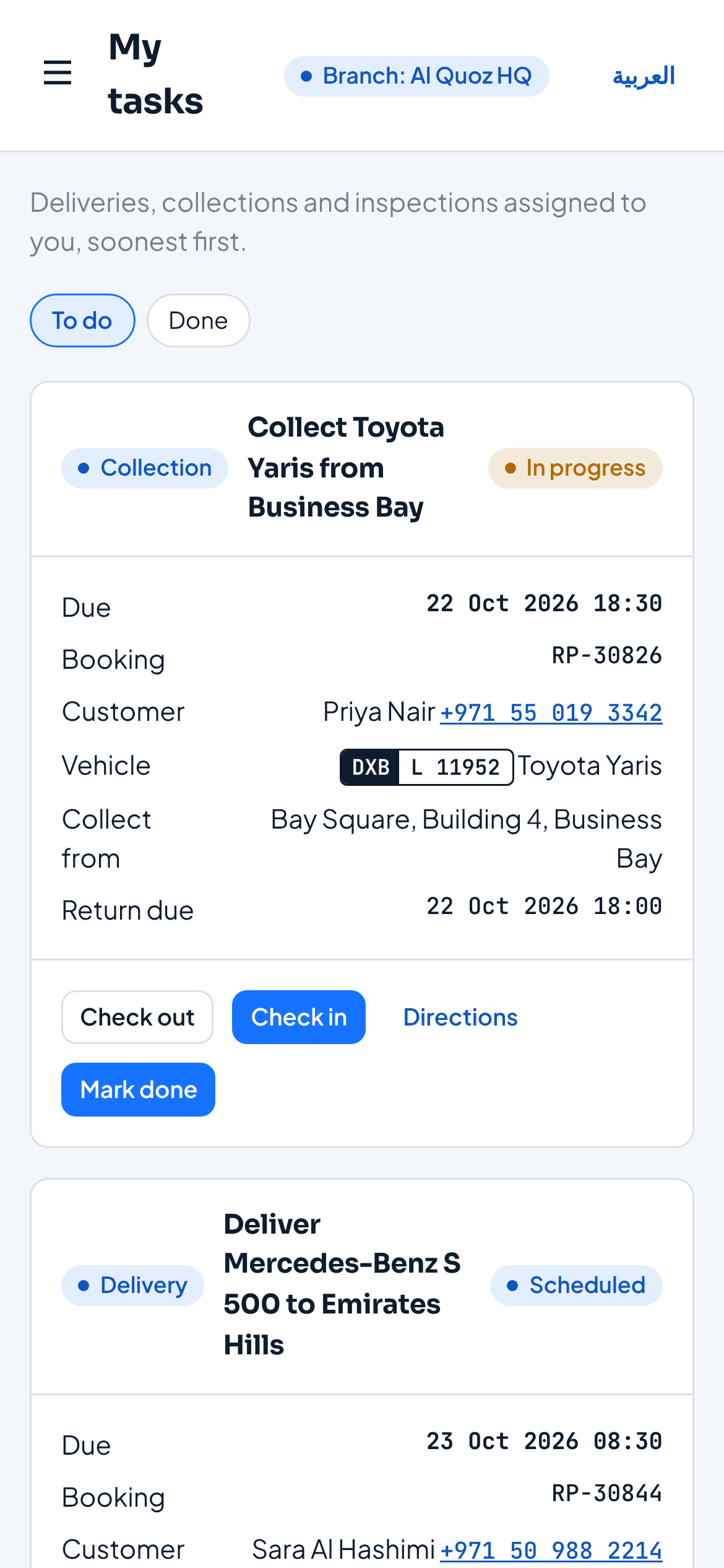 Driver tasks